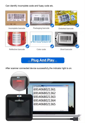 Ένα εκατομμύριο pixels Desktop Barcode Scanner υψηλής ταχύτητας handsfree 2D Barcode Reader DP8550