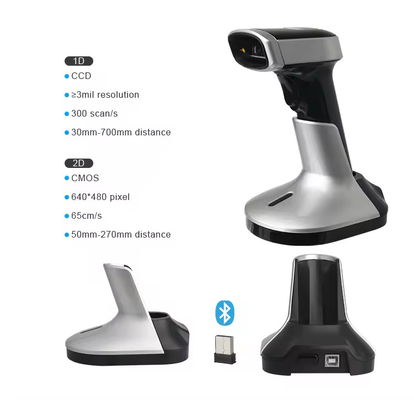 Ασύρματος ανιχνευτής γραμμικών κωδικών Bluetooth για κινητές συσκευές 2D αναγνώστης QR κώδικα με στέγη φόρτισης