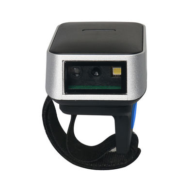 Μαύρο δαχτυλίδι ασύρματος σαρωτής barcode με αισθητήρα CMOS 360mAh μπαταρία για απογραφή